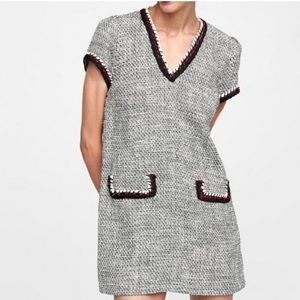 Zara textured tweed shift dress